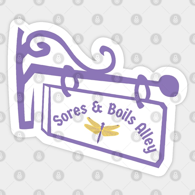 Sores and Boils Alley Street Sign Sticker by Stars Hollow Mercantile